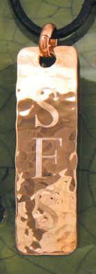 Hammered natural copper rectangle pendant